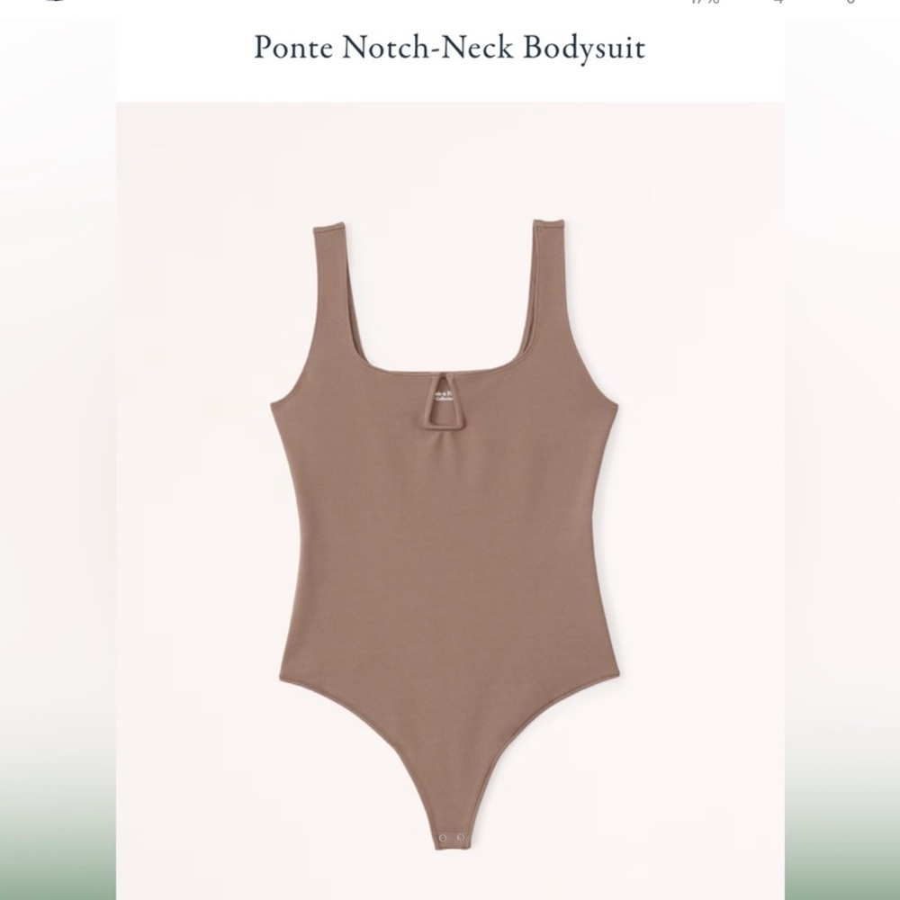 Abercrombie Ponte Notch-Neck Bodysuit - Brown M